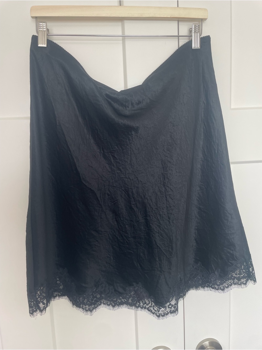 J. Crew Black Lace-Edged Mini Slip Skirt